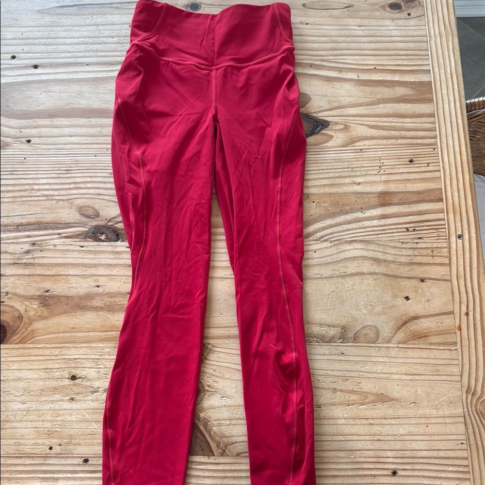 Lululemon Athletica Red Leggings Velvet Finish